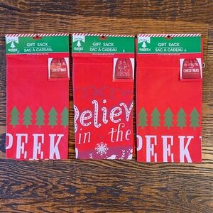 Red Christmas Gift Sacks with Tree Design